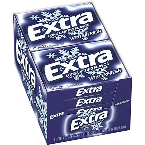 Extra Winterfresh Sugarfree Gum 15 Piece Packs 10 Count