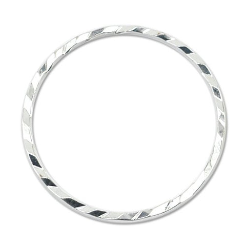 Quick Links, Round, 30 mm (1.18 in), Diamond Cut, Silver Plated, 10 pc