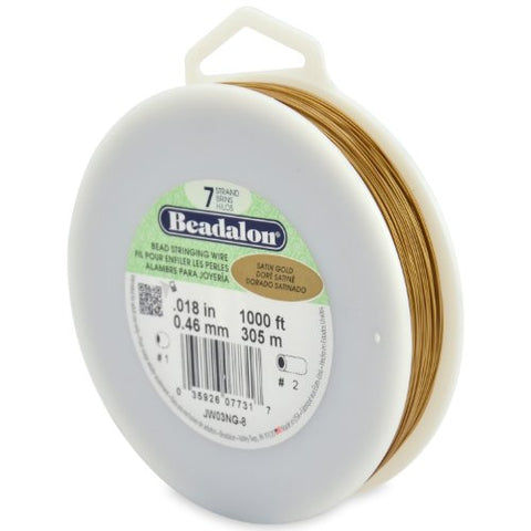7 Strand Stainless Steel Bead Stringing Wire, .018 in (0.46 mm), Satin Gold, 1000 ft (305 m)