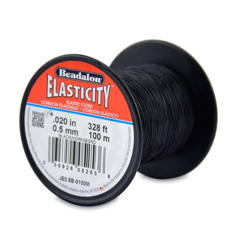 Elasticity, 0.5 mm (.020 in), Black, 100 m (328 ft)