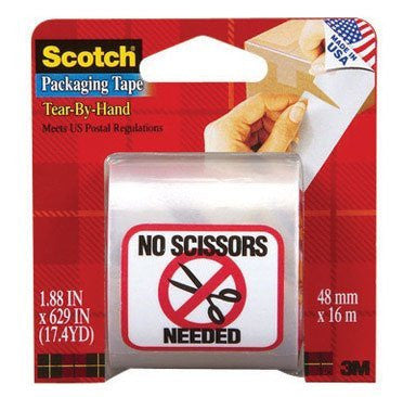 Tear By Hand Mailing Packaging Tape Clear 1.88 in x 629 in