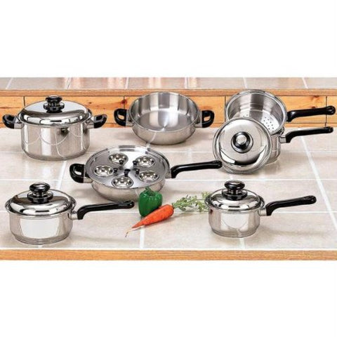 17pc Stainless Steel Waterless Cookware Set