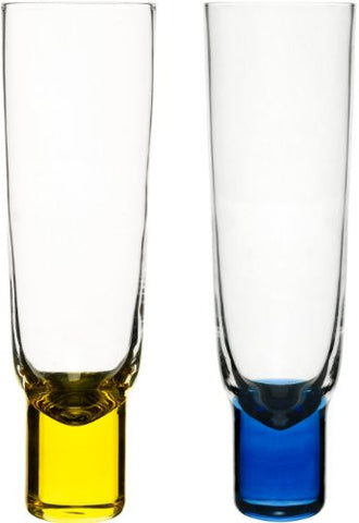 Champagne Glasses, Blue/Yellow, 2-Pack 25 cl H 190 mm