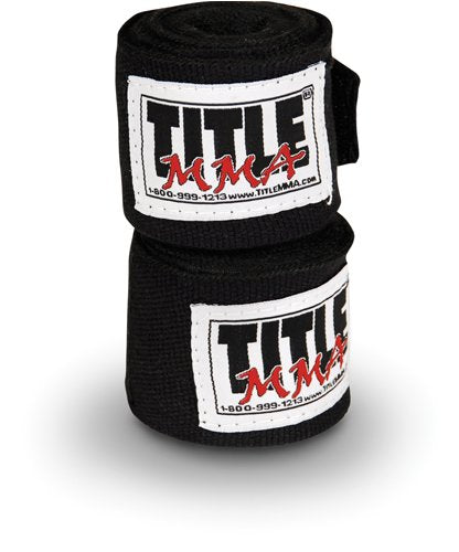 TITLE MMA Semi-Elastic Hand Wraps, Pair, Black,  2in X 120in