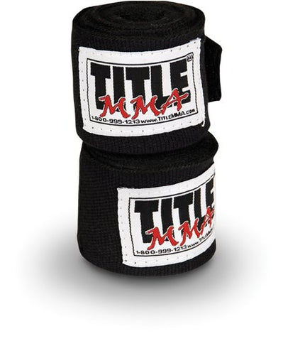 TITLE MMA Semi-Elastic Hand Wraps, Pair, Black,  2in X 120in