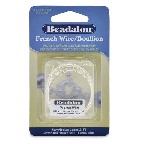 French Wire, 0.8 mm (.032 in), Silver Plated, 1 m