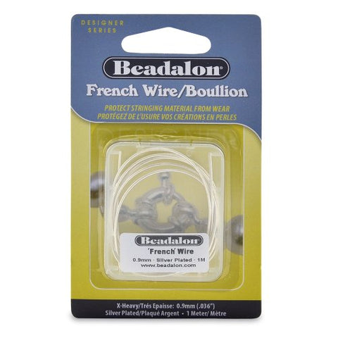 French Wire, 0.9 mm (.036 in), Silver Plated, 1 m