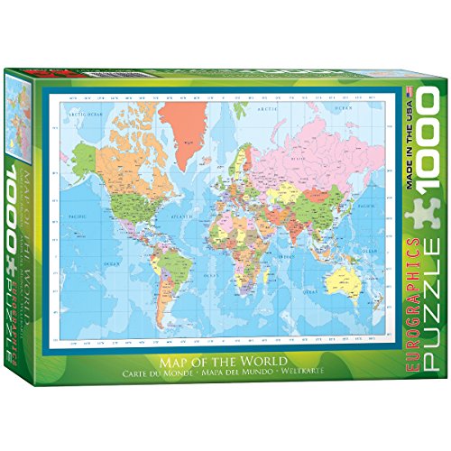 Map of the World 1000 pc 14x10 inches Box, Puzzle