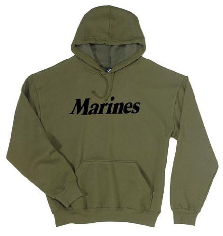 G.I. Type Marines Olive Drab Hooded Pullover Sweatshirt - Medium