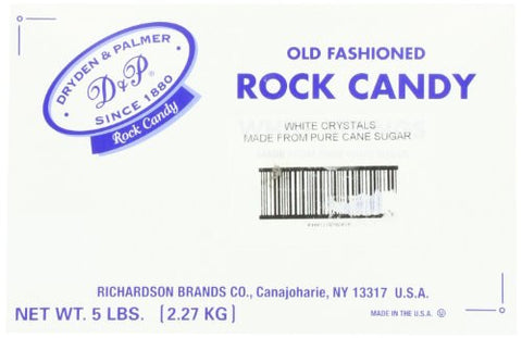 Dryden and Palmer White Sugar Rock Candy, 5-Pound Box