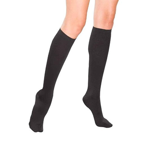 Women’s Trouser Socks Ribbed Pattern, 15-20mmHg, Black, Large