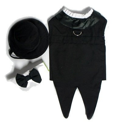 Dog Tuxedo w/ Formal Tails- Black, XXL (Chest 26-31")