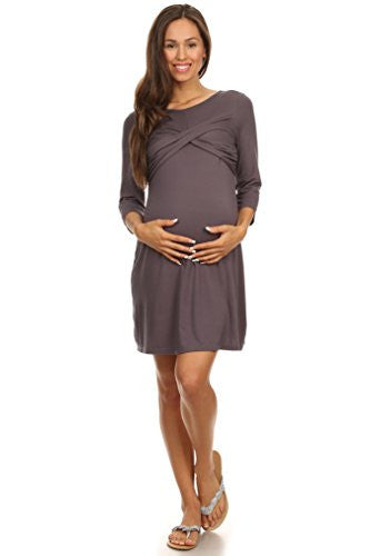 Cecilia Cross Front Dress, Gray Medium