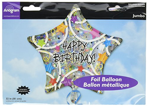 32" Happy Bday Stars Holo - Pkg