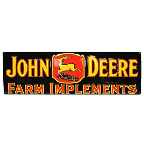 JD Farm Implements VintageEmbossed Metal Sign, 42" x 13"