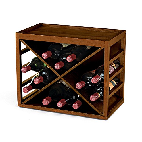 12 Bottle X Cube-Stack Wine Rack, Walnut Stain