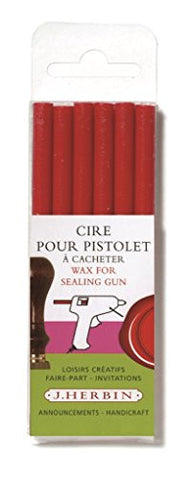 J Herbin Glue Gun Wax Sealing Wax 4 ¾ Red 6 sticks per pack