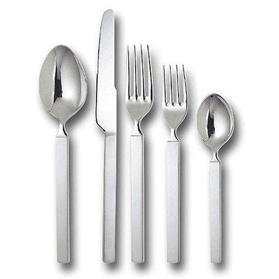 Dry Cutlery set composed of one table spoon- one table fork- one table knife- one dessert fork- one tea spoon with mat handle