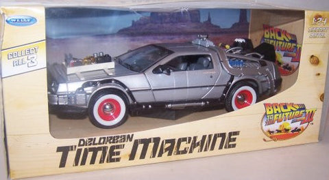 Welly - Back to the Future III DeLorean Time Machine (1/24 scale diecast model car, Silver)