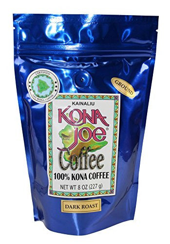 Kona Joe Coffee Kainaliu Dark Roast, Ground, 8-Ounce Bag
