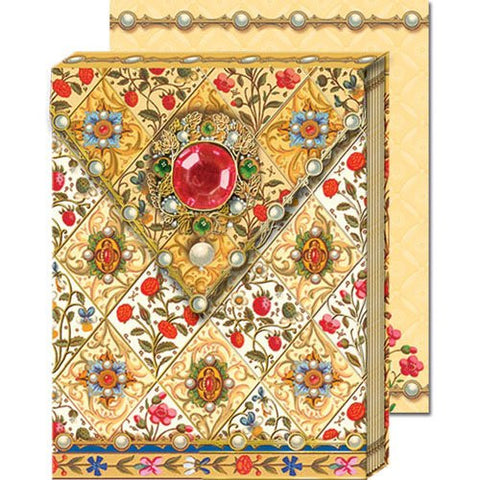 Bejeweled Florentine Ornate Pocket Note Pads with Magnetic Closure