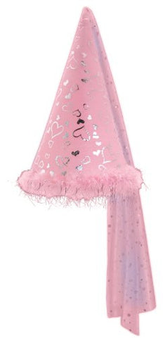 Conical Hat W/Marabou Trim - Pink