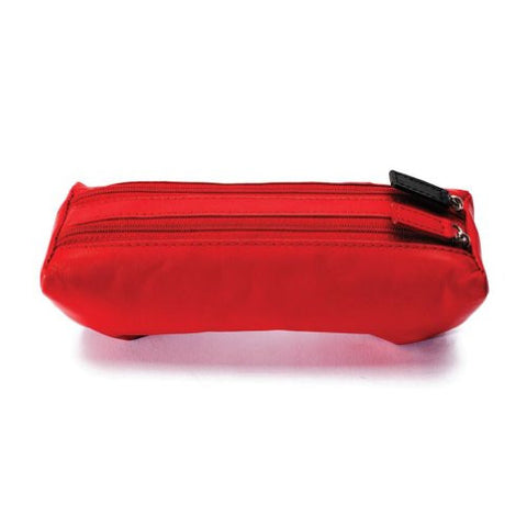 Dual Eyeglass Case w/Soft Cleaning Cloth with Dual Color Zipper Pulls, Red