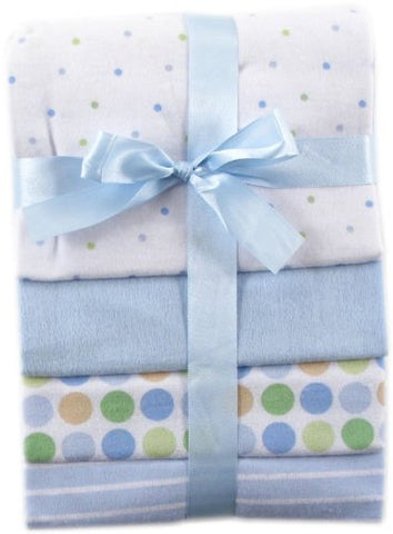 Luvable Friends, Flannel Receiving Blanket Set, 4-Pack, Blue