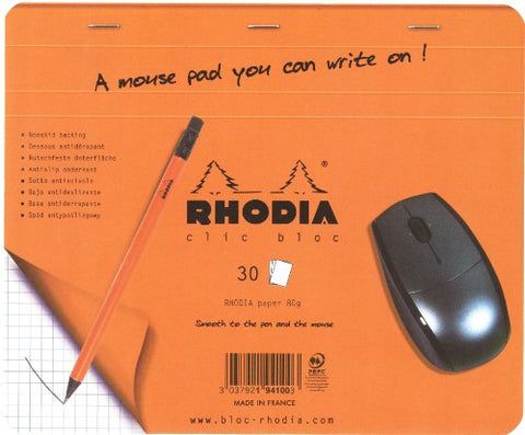Rhodia Boutique Accessories Mouse Pad 7 ½ x 9 Graph Orange, 30 Sheets