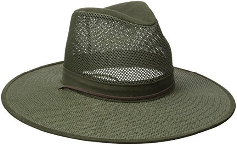 Aussie Breezer - Polycotton w/ chin cord, 4 in Brim, Crushable, Olive, X-Large