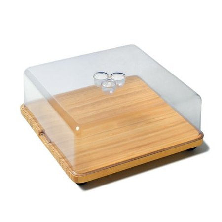 Cheese board in bamboo wood with lid thermoplastic resin 11¾″ x 11¾″ - h 6 in.