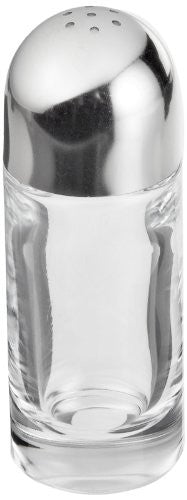 Salt castor in steel mirror polished and crystal, 4 in.