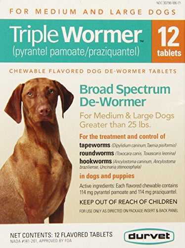 TRIPLE WORMER MED & LRG DOGS 12CT