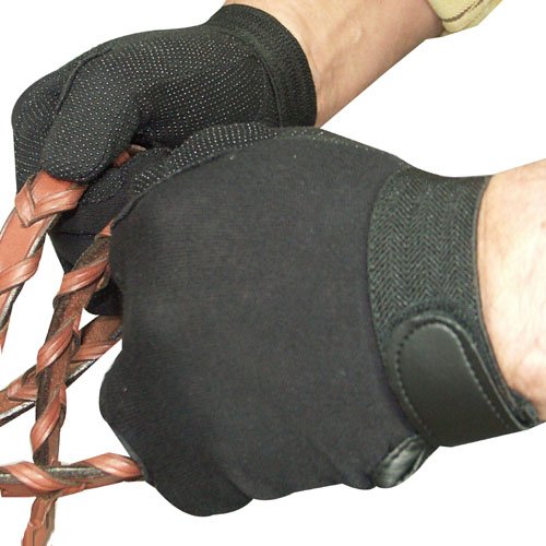 Cotton Pimple Riding Glove - Black - Large