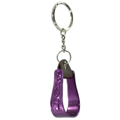Etched Aluminum Western Stirrup Keychain - Purple