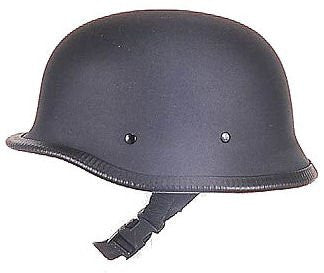 Flat Black German Style Novelty Motorcycle Helmet, Large