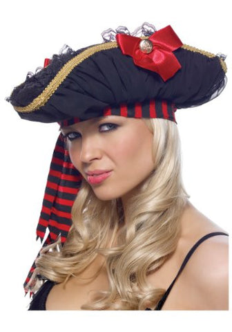 Pirate Hat with chiffon rousching O/S BLACK