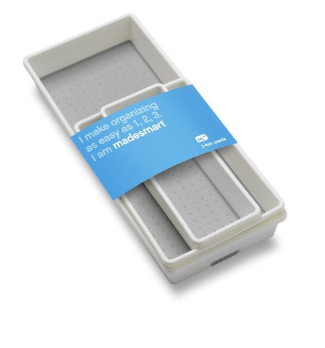 3 Tray Bin Pack White 15"x6" Bin, 9"x6" Bin and 9"x3" Bin