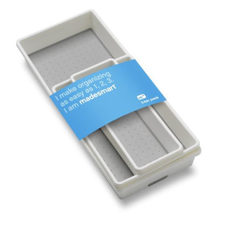 3 Tray Bin Pack White 15"x6" Bin, 9"x6" Bin and 9"x3" Bin