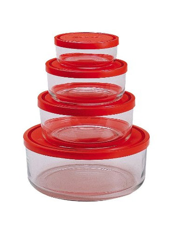 Gelo 4pc Red Lid Bowls (8¼,20¼,37¼ & 81oz)
