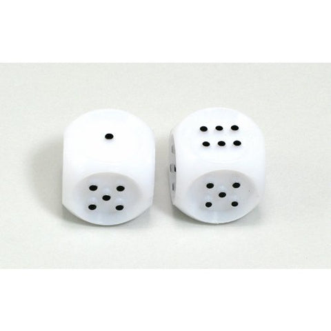TACTILE DICE WITH HEADER - 1 pair. , 20mm  white-black