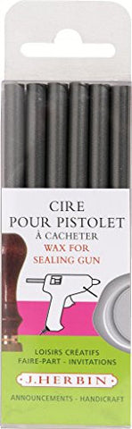 J Herbin Glue Gun Wax Sealing Wax 4 ¾ Silver 6 sticks per pack