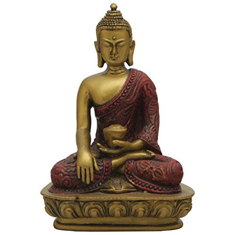 Sakyamuni Buddha Statue, Gold Finish, 5.5 Inches Tall