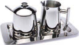 18/10 Stainless Steel Creamer, Sugar Bowl with Spoon and Tray Set