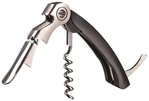 Vacu Vin Waiter's Corkscrew Dual Hinge w/Bottle Opener & Foil Cutter, Black - J Hook of 1