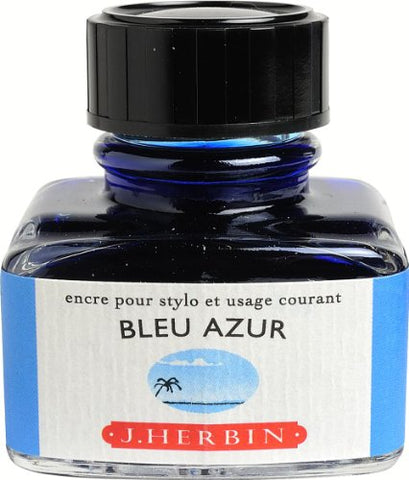 J. Herbin Fountain Pen Broadleu Azur Noire Bottled Ink