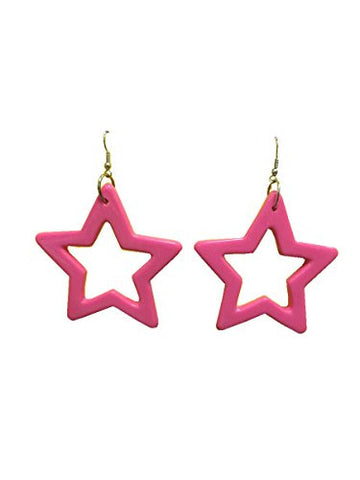80's Star Earrings Pink Plastic