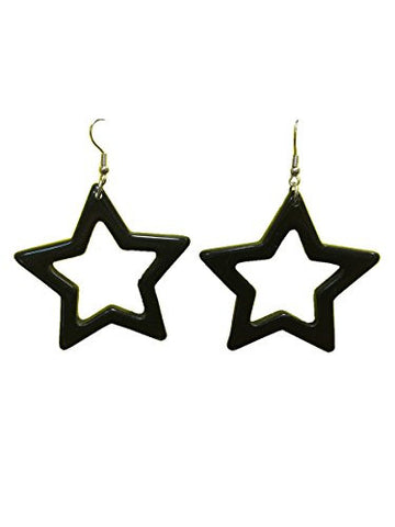 Black 80's Plastic Star Earrings