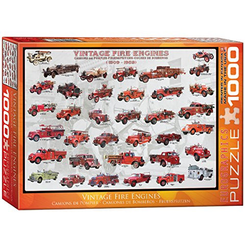 Vintage Fire Engines 1000 pc 10x14 inches Box, Puzzle