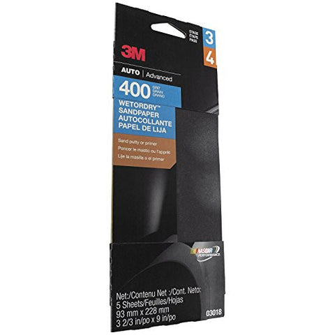 3M 03018 Imperial Wetordry 3-2/3" x 9" P400 Grit Automotive Sandpaper